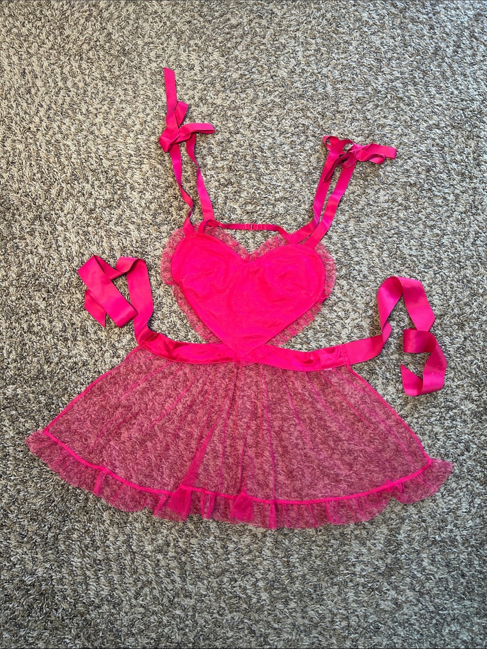 Hot Pink Lace Heart Babydoll Nightdress